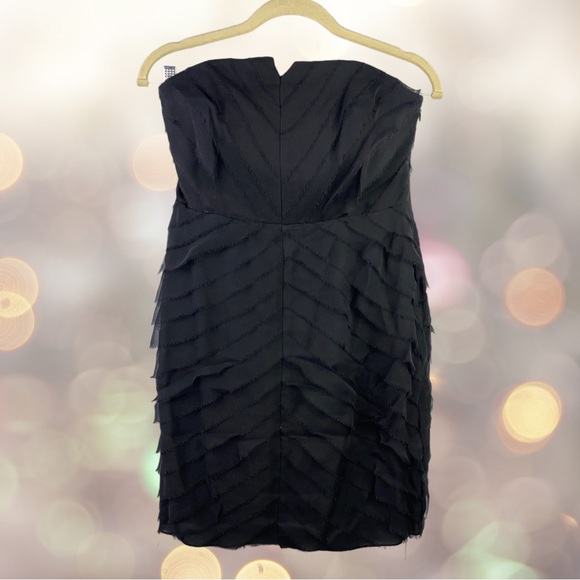 NWT Adam Lippes 100% Silk Tiered Raw Mini Cocktail Strapless Dress LBD Size 2 - Picture 6 of 14